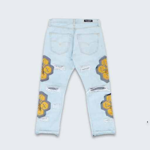 FLUX Distressed Beehive Blue Denim Pant
