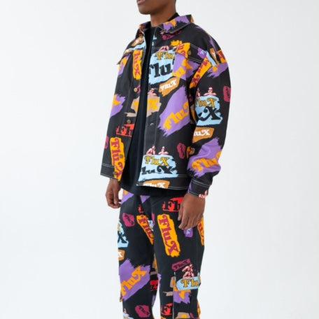 FLUX Black Multicolor Denim Jacket