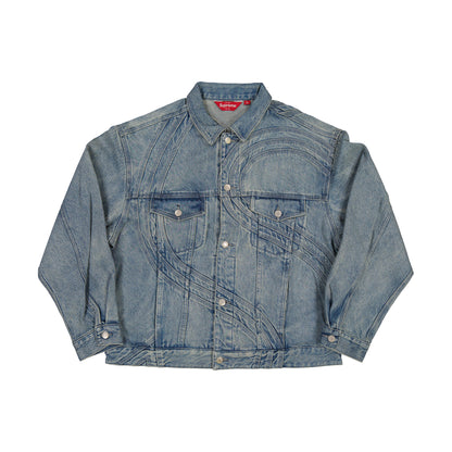 Supreme S Logo Denim Trucker Jacket Washed Blue L/S (SS24)