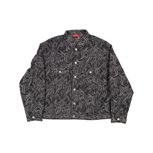 Supreme Script Jacquard Denim Jacket - Black (FW22)